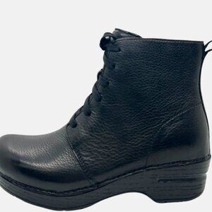 Dansko Sigourney Black Tumbled Leather Boot Bootie Women's Size 37 Fall Fave NEW